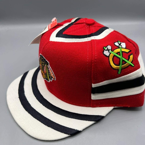 Vintage Chicago Blackhawks Hat Men Red Twins Enterprise NHL Snap Back Cap New - Picture 3 of 8